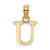 14k Yellow Gold Polished Block Letter U Initial Pendant