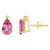 8x5mm Pear Shape Pink Topaz with Diamond Accents 14k Yellow Gold Stud Earrings