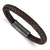 Brown Braided Leather and Stainless Steel Brushed 8.25-inch Bracelet