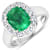 3.01ctw Green Emerald and Diamond 14K White Gold Halo Ring