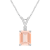 9x7mm Emerald Cut Morganite with Diamond Accent 14k White Gold Pendant
With Chain
