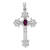 Rhodium Over 14K White Gold 5x3mm Oval Rhodolite Garnet Cross Pendant