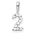 Rhodium Over 14k White Gold Diamond Number 2 Pendant