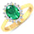 1.75ctw Green Emerald and Diamond 14K Yellow Gold Halo Ring