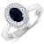1.06ctw Blue Sapphire and Diamond 14K White Gold Halo Ring