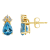 7x5mm Pear Shape Blue Topaz with Diamond Accents 14k Yellow Gold Stud Earrings