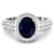 Oval Blue Sapphire Diamond Bridge 14K White Gold Ring