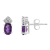 6x4mm Oval Amethyst with Diamond Accents 14k White Gold Stud Earrings
