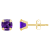 5mm Cushion Amethyst 10k Yellow Gold Stud Earrings