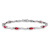 Rhodium Over 10k White Gold Diamond and Red Ruby Bracelet
