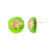 14K Yellow Gold Over Sterling Silver Gold Leaf Button Stud Acrylic
Earrings in Neon Green