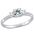 Aquamarine, Created White Sapphire and Diamond 10K White Gold Engagement
Ring 1.04ctw