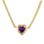 14K Yellow Gold Over Sterling Silver Amethyst Heart Curb Chain Necklace .8ctw