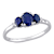 Blue Sapphire and Diamond 10K White Gold Ring 1.02ctw