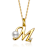 Initial M Pear Shape CZ And White Pearl Pendant Necklace In 14K Gold
Over Brass