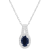 6x4mm Oval Sapphire 1/8 ctw Diamond Rhodium Over Sterling Silver Halo
Pendant with Chain