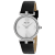 Mathey Tissot Women's Gaia Metallic Silver Dial, Black Leather Strap Watch