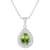 8x5mm Pear Shape Peridot and White Topaz Accent Rhodium Over Sterling
Silver Halo Pendant w/Chain