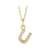 14K Yellow Gold Diamond U Initial Pendant With Chain