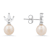7mm Cultured Freshwater Pearl And White Cubic Zirconia Rhodium Over
Sterling Silver Earrings 0.55ctw