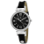 Christian Van Sant Women's Petite Black Dial, Black Leather Strap Watch
