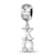 Rhodium Over Sterling Silver LogoArt Chi Omega Vertical Letters Heart Bead