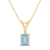 7x5mm Emerald Cut Aquamarine with Diamond Accent 14k Yellow Gold Pendant
With Chain