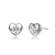 Heart CZ Stud Earrings In White Rhodium Over Brass