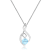 Round Blue Topaz and White Sapphire Sterling Silver Pendant With Chain