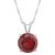 8mm Round Garnet Rhodium Over Sterling Silver Pendant With Chain