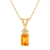 7x5mm Emerald Cut Citrine with Diamond Accents 14k Yellow Gold Pendant
With Chain