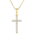 White Cubic Zirconia 14k Yellow Gold Cross Pendant With Chain 0.30ctw