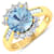 3.33ctw Blue Aquamarine and Diamond 14K Yellow Gold Halo Ring