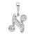 Rhodium Over 14k White Gold Solid Polished Script Filigree Textured
Letter N Initial Pendant