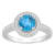 7mm Round Blue Topaz 1/5 ctw Diamond Rhodium Over Sterling Silver Halo Ring