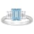 8x6mm Emerald Cut Sky Blue Topaz And White Topaz Rhodium Over Sterling
Silver 3-Stone Ring