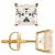 White Cubic Zirconia 14k Yellow Gold Studs With Velvet Gift Box 3.00ctw