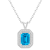 8x6mm Emerald Cut Blue Topaz 1/7 ctw Diamond Rhodium Over Sterling
Silver Halo Pendant with Chain