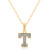 White Diamond Accent 10k Yellow Gold T Initial Pendant With 18” Rope Chain
