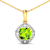 2.02ctw 14K Yellow Gold Cushion Peridot and White Diamond Pendant with
18 inch Cable Chain