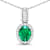 1.65ctw 14K White Gold Zambian Emerald and White Diamond Pendant with 18
inch Cable Chain