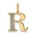 14K Yellow Gold Diamond Letter R Initial Pendant