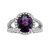 Amethyst and Diamond 14k White Gold Halo Split Shank Ring 4.00ctw