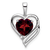 Rhodium Over 14k White Gold Garnet and Diamond Heart Pendant