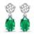 1.12ctw 14K White Gold  Zambian Green Emerald and White Diamond Halo Earrings