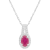 6x4mm Oval Ruby 1/8 ctw Diamond Rhodium Over Sterling Silver Halo
Pendant with Chain