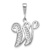 Rhodium Over 14k White Gold Solid Polished Script Filigree Textured
Letter W Initial Pendant