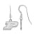 Rhodium Over Sterling Silver  LogoArt Purdue Extra Small Dangle Wire Earrings