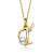 Initial T CZ And Pearl Simulant Pendant Necklace In 14K Gold Over Brass