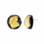 14K Yellow Gold Over Sterling Silver Gold Leaf Button Stud Acrylic
Earrings in Black